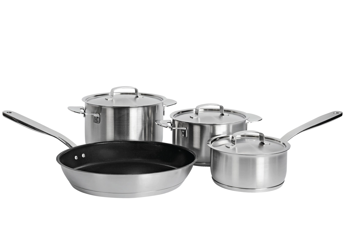 Комплект посуды All Steel с логотипом Miele 4 предмета KMTS 5704-2 Miele купить в Новокузнецке | Всегда в наличии! | Артикул 11945190 | Официальный сайт